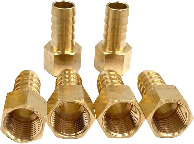 Bumugufu 6Pcs 3/8" NPT to 1/2" Barb Pipe Fitting Adapters,Brass 1/2" Barb x 3/8" NPT Female Hose Barb Fittings - Image 4